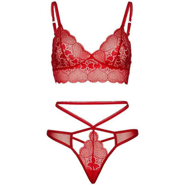 Set Lingerie Elegante in Pizzo Rosso Leg Avenue S/M M/L